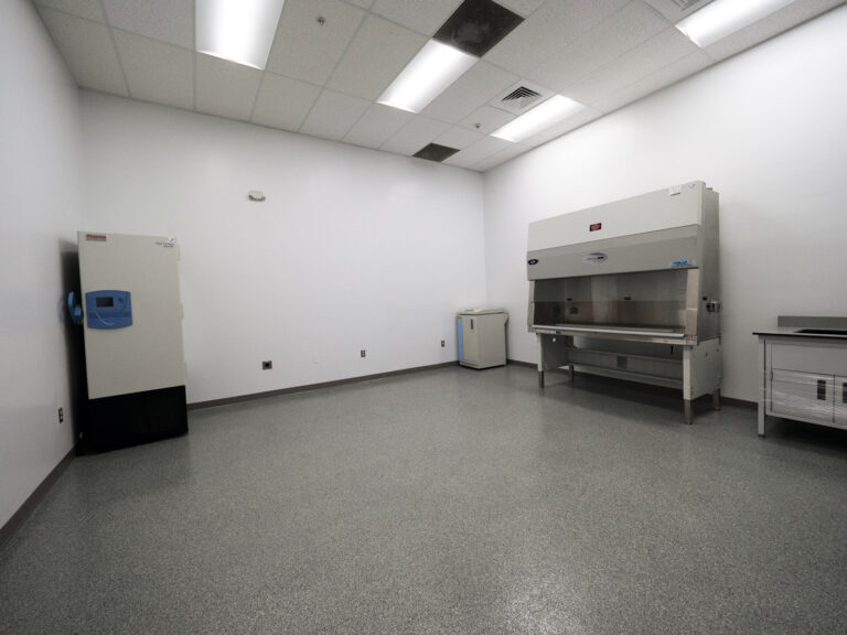 Wet lab bench with fume hood at I-270 Tech Labs