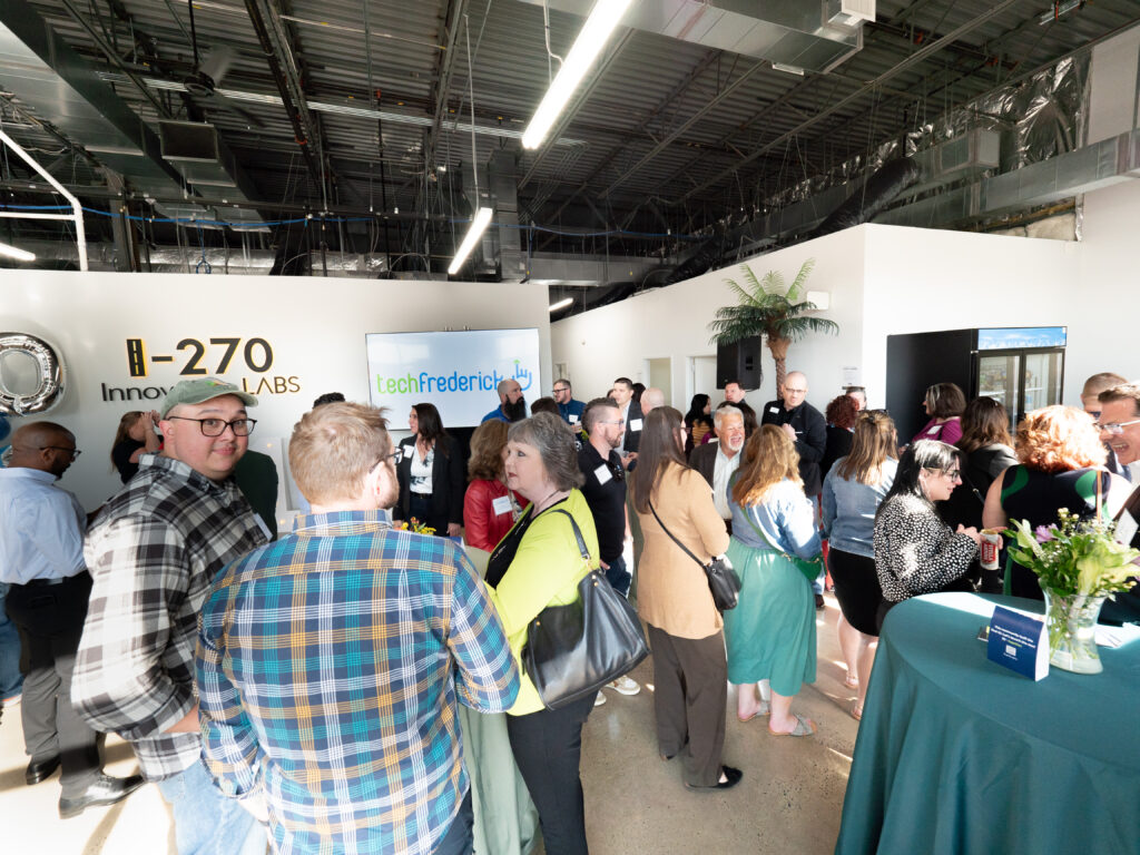 Attendees gathered during an event at I-270 Tech Labs