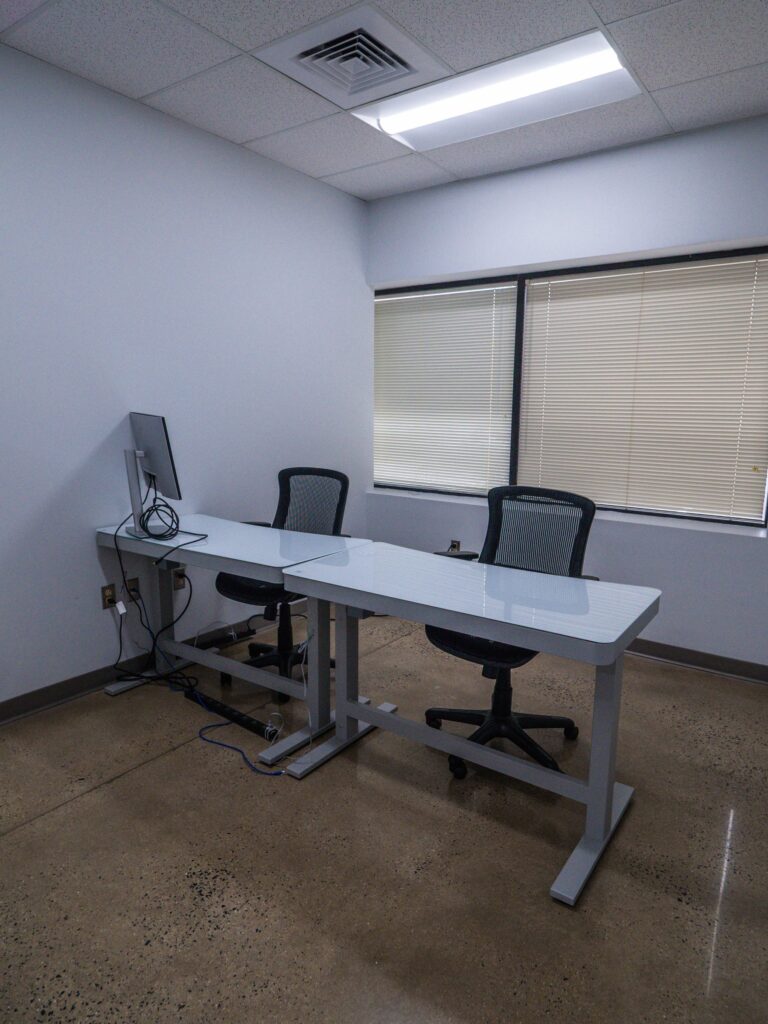 Private office with two height-adjustable desks