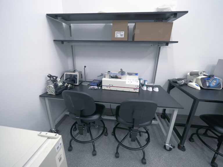 Dry lab bench with instruments at I-270 Tech Labs